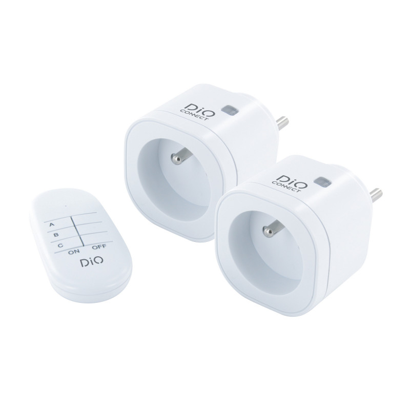 DiO - 2 Mini Prises DiO Connect WiFi/433MHz et télécommande