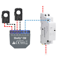 SHELLY - Compteur d'énergie monophasé Wi-Fi Shelly EM avec deux pinces ampéremétriques 50A