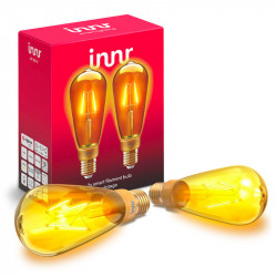 INNR - Ampoule connectée type E27 - ZigBee 3.0 - Pack de 2 ampoules - Vintage Filament - 2200 K - Type Edison