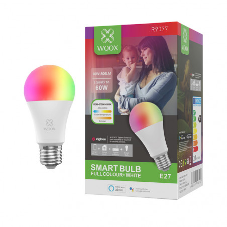 WOOX - Ampoule connectée Zigbee E27 RGB + CCT (compatible Amazon Alexa et Google Assistant)