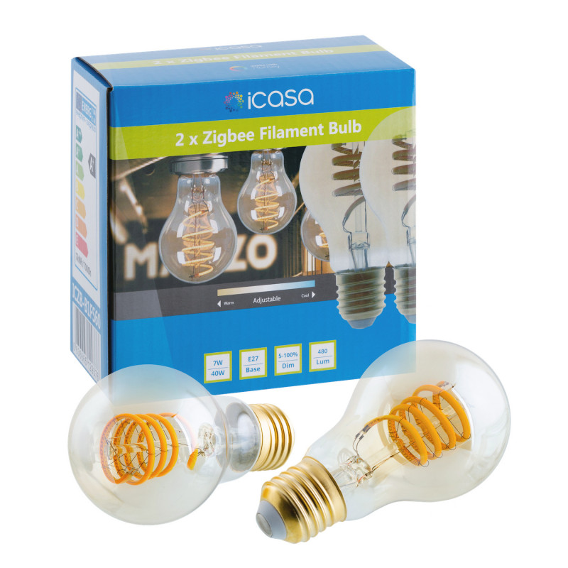 ICASA - 2x Zigbee Filament LED Bulb 60mm 7W