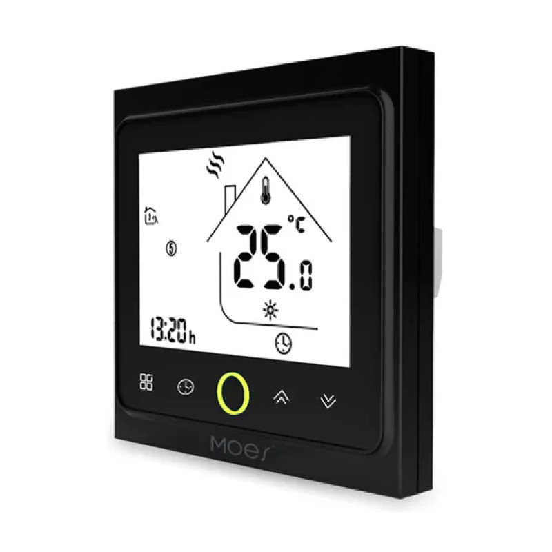 MOES - Thermostat Zigbee Noir plancher chauffant hydraulique 3A
