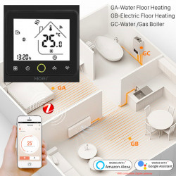 MOES - Thermostat intelligent Zigbee Noir pour chaudière EAU/GAZ 5A