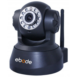 EBODE Caméra IP WiFi Pan/Tilt vision de nuit, angle 90° Noire