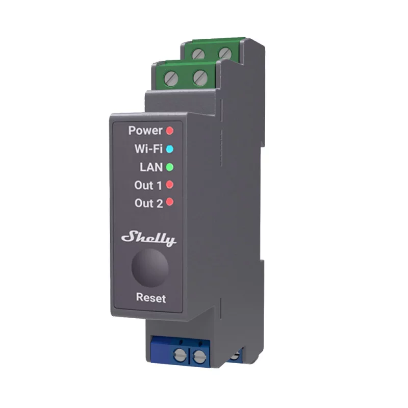 SHELLY - Module rail DIN 2 canaux Wi-Fi Shelly Pro 2 (contact...