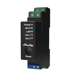 SHELLY - Shelly Pro 2PM Módulo Wi-Fi de 2 canales para carril DIN con medición de energía