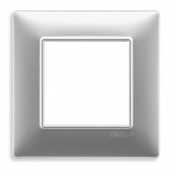 VIMAR Plaque de finition PLANA, 2 modules, technopolymère ARGENT MAT