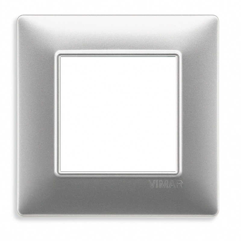 VIMAR Plaque de finition PLANA, 2 modules, technopolymère ARGENT MAT