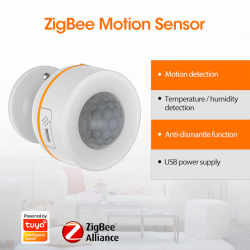 NEO - Motion detector + temperature and humidity Zigbee 3.0 TUYA (power supply 5V/1A or 2x CR123A)