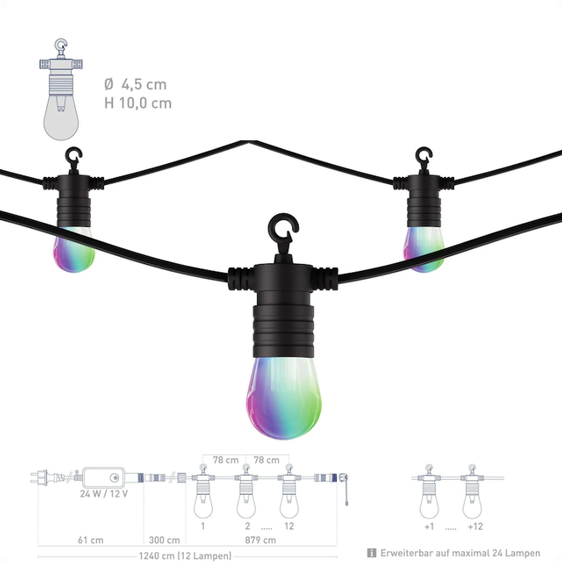 Smart Led Guirlande Lumineuse - Lampes RVB pour l'Extérieur et l'Intérieur  - 5,75 mètres - Silvergear