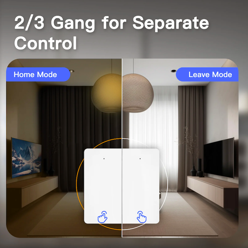 Zigbee interrupteur mural sans fil blanc 4 zones - Incl. batterie - Montage  adhésif ou