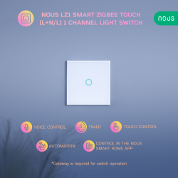 Zigbee 3.0 Smart Touch Switch (1 channel with/without neutral) - NOUS
