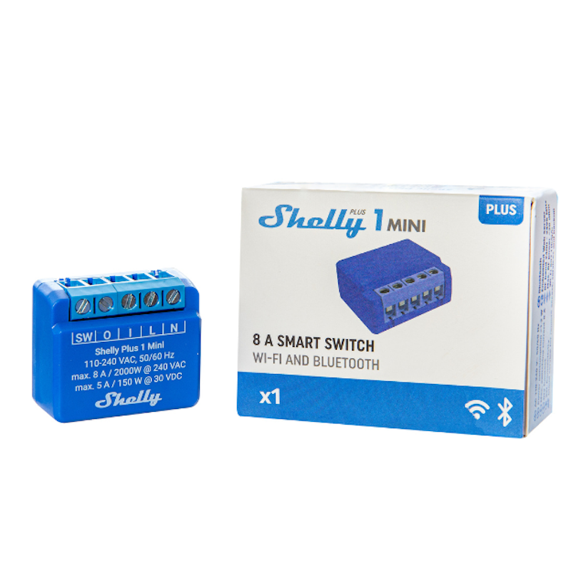 SHELLY - Micromódulo de interruptor inteligente Wi-Fi Shelly 1 Mini Gen3 8A  (contacto seco)
