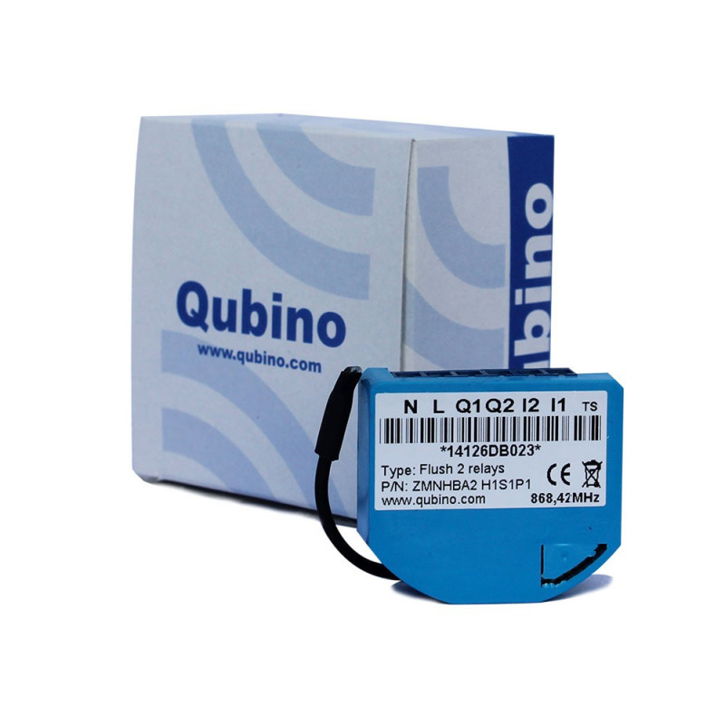 QUBINO - Micromodule commutateur 2 relais et consomètre Z-Wave ZMNHBA2