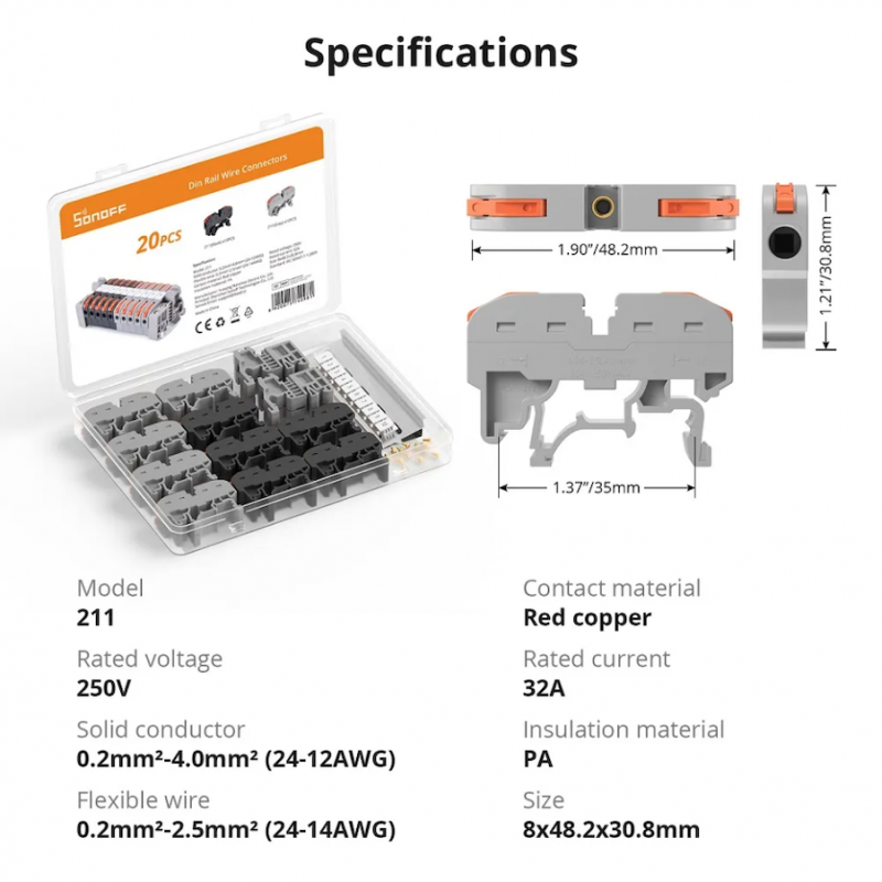 SONOFF - Connecteurs de cables avec levier de fonctionnement