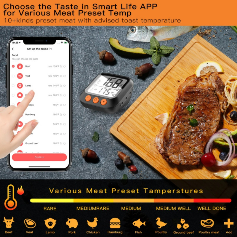 Thermomètre à viande numérique sans fil Thermomètre alimentaire