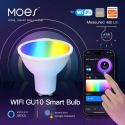 MOES - RGB+WW WIFI GU10 angeschlossene Glühbirne (+ Musiksynchronisierung)