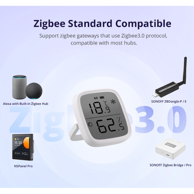 Tuya Zigbee Thermomètre Hygromètre Intelligent, Pack de 4 Thermomètre  Hygromètre Zigbee, Détecteur de Température et d'Humidité sans Fil pour  Serre