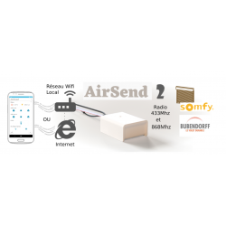DEVMEL AIRSEND DUO - 433MHz and 868MHz Home Automation Interface compatible with Nice, Somfy, Jarolift, Profalux, Bubendorff