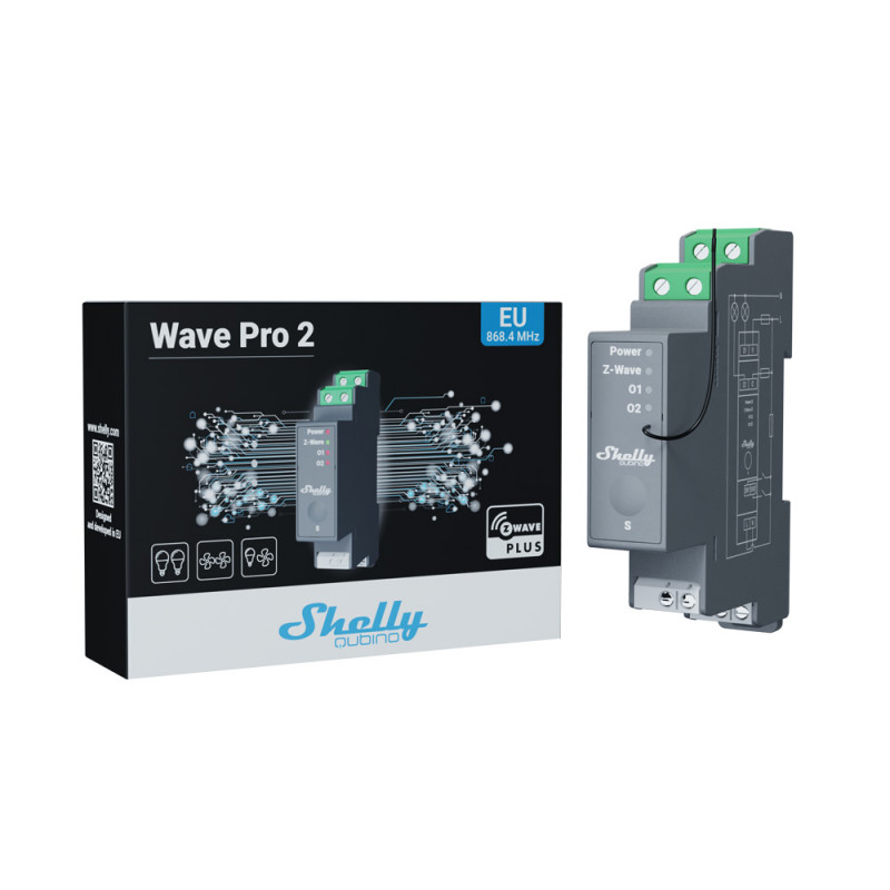 SHELLY QUBINO - 2 channels smart Z-Wave DIN rail relay switch Shelly Wave Pro 2