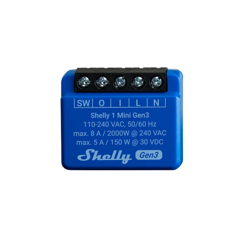 SHELLY - Micromodule commutateur intelligent Wi-Fi 8A Shelly 1 Mini Gen3 (contact sec)