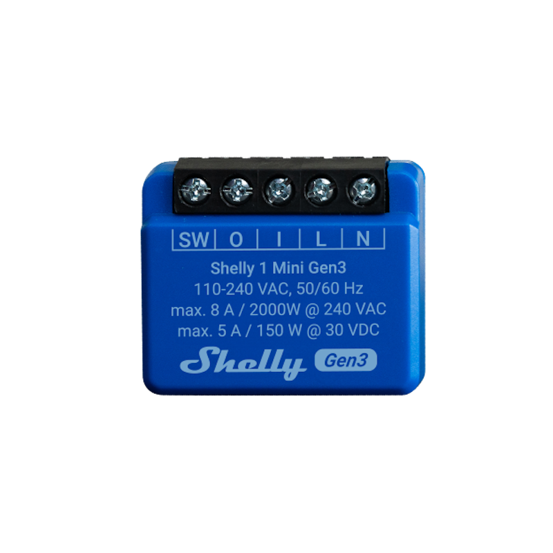 SHELLY - Shelly 1 Mini Gen3 8A WLAN-Smart-Switch-Mikromodul (Trockenkontakt)