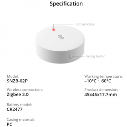 Pack 2x Capteurs de température et d'humidité Zigbee 3.0 avec support - SNZB-02P - SONOFF