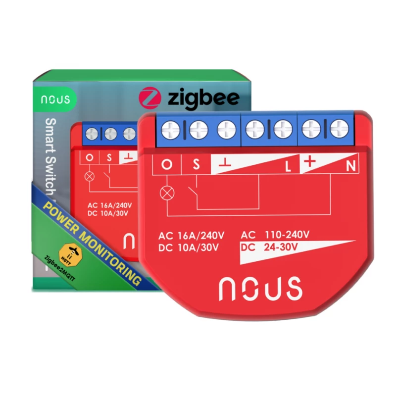 NOUS - Module Zigbee ON/OFF + Mesure de consommation (10A DC, 16A...