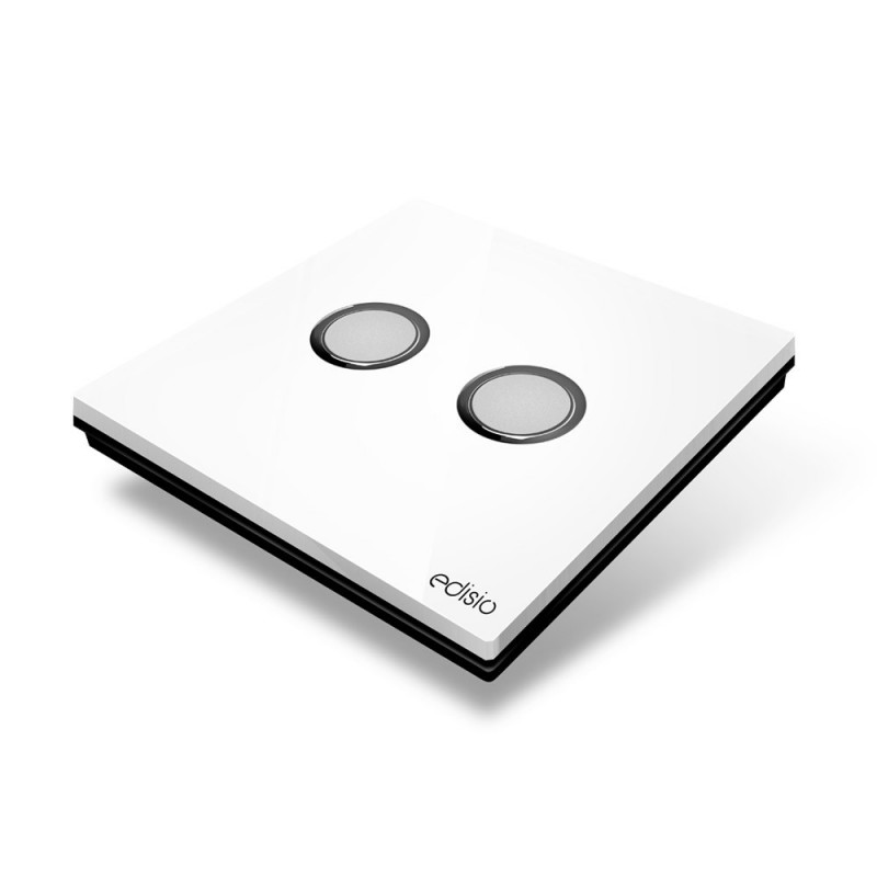 EDISIO - Interrupteur Elegance Blanc 2 Touches Base Noire