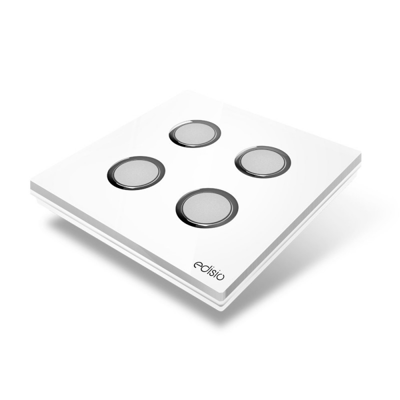 EDISIO - Interrupteur Elegance Blanc 4 Touches Base Blanche