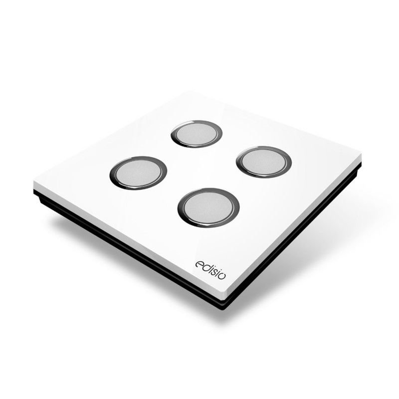EDISIO - Interrupteur Elegance Blanc 4 Touches Base Noire