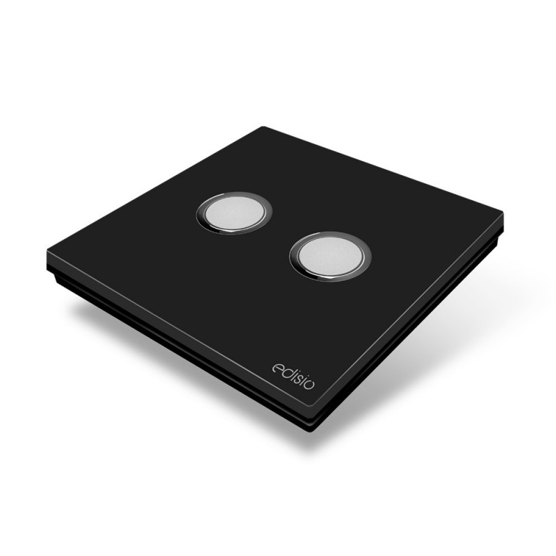 EDISIO - Interrupteur Elegance Noir 2 Touches Base Noire