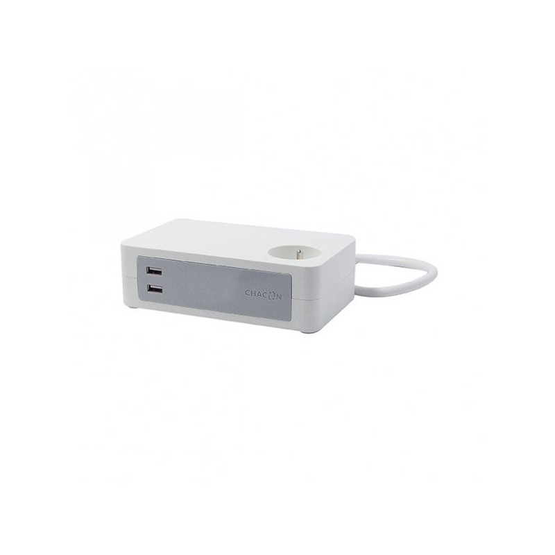 CHACON - Bloc bureau 3X16A + 2 x USB - 1,5 m - Blanc