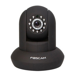 FOSCAM Caméra IP wifi HD intérieure motorisée infrarouge P2P, 960p (H264), 1.3Mp, slot SD Noir