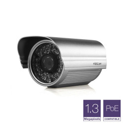 FOSCAM Caméra IP PoE HD extérieure infrarouge 960p (H264), 1.3Mp Argent