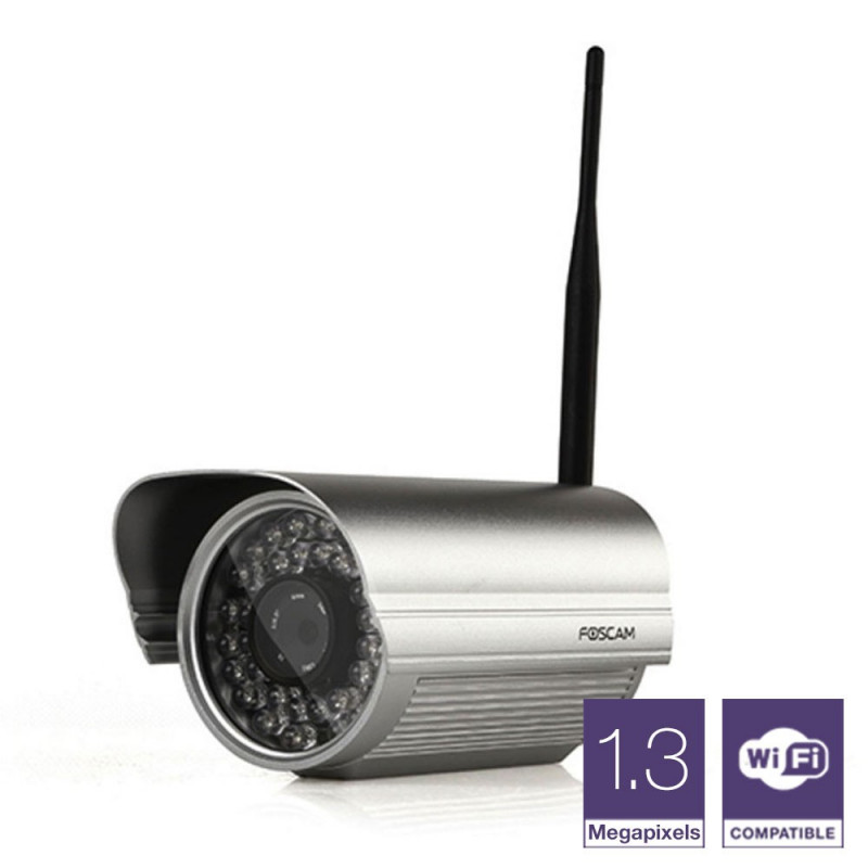 FOSCAM Caméra IP wifi HD extérieure infrarouge 960p (H264), 1.3Mp Argent