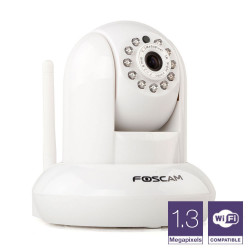 FOSCAM Caméra IP wifi HD intérieure motorisée infrarouge P2P, 960p (H264), 1.3Mp, slot SD Blanc