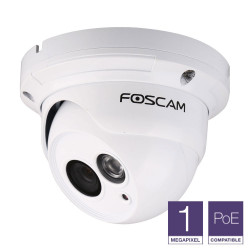 FOSCAM Caméra IP HD intérieure/extérieure infrarouge POE, P2P, 720p (H264), 1Mp Blanc